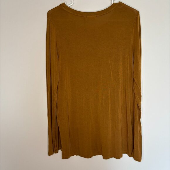 LOGO by Lori Goldstein Tee Womens S dark gold Long Sleeve Stretch Round Neck - Picture 2 of 5